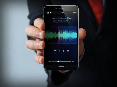 mobile music concept: audio app on touchscreen smartphone